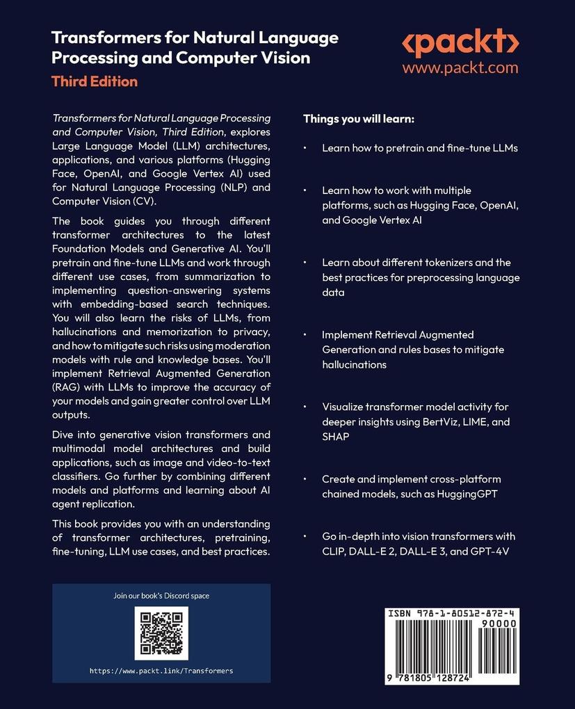 Weitere Ansicht: Transformers for Natural Language Processing and Computer Vision - Third Edition | Denis Rothman