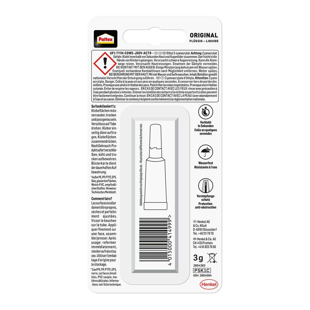 Weitere Ansicht: Pattex Kleben Pattex Sekundenkleber Flüssig, 3 g