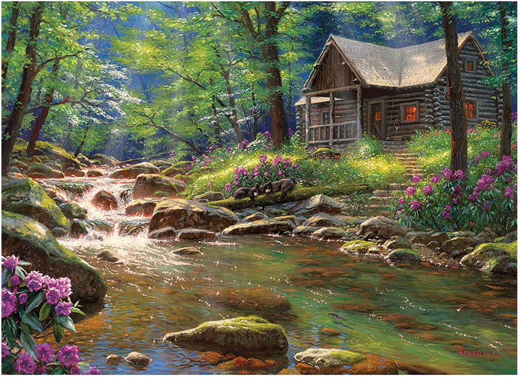 Weitere Ansicht: Cobble Hill - Waldhütte am Bach, 1000 Teile