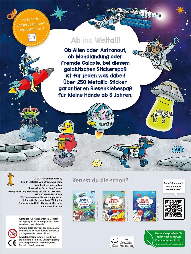 Weitere Ansicht: Erstes Stickern Metallic - Weltall