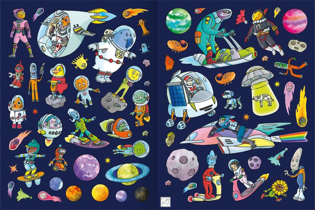 Weitere Ansicht: Erstes Stickern Metallic - Weltall