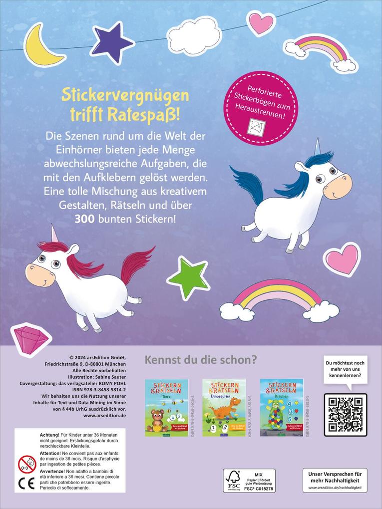 Weitere Ansicht: Stickern & Rätseln - Einhörner