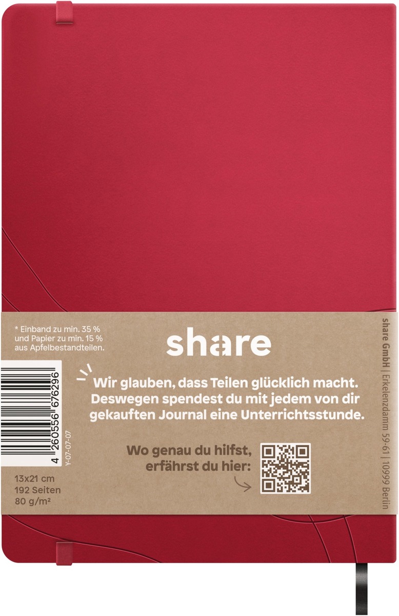 Weitere Ansicht: share Notizbuch A5 punktkariert rot