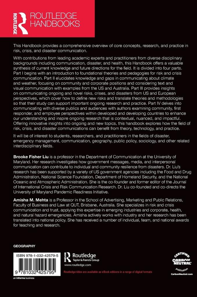 Weitere Ansicht: Routledge Handbook of Risk, Crisis, and Disaster Communication