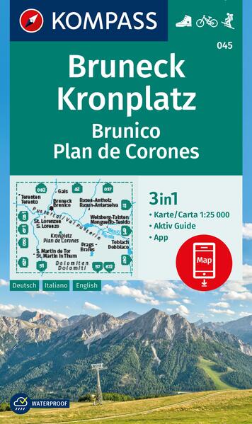 Produktbild: KOMPASS Wanderkarte 045 Bruneck, Kronplatz / Brunico, Plan de Corones 1:25.000