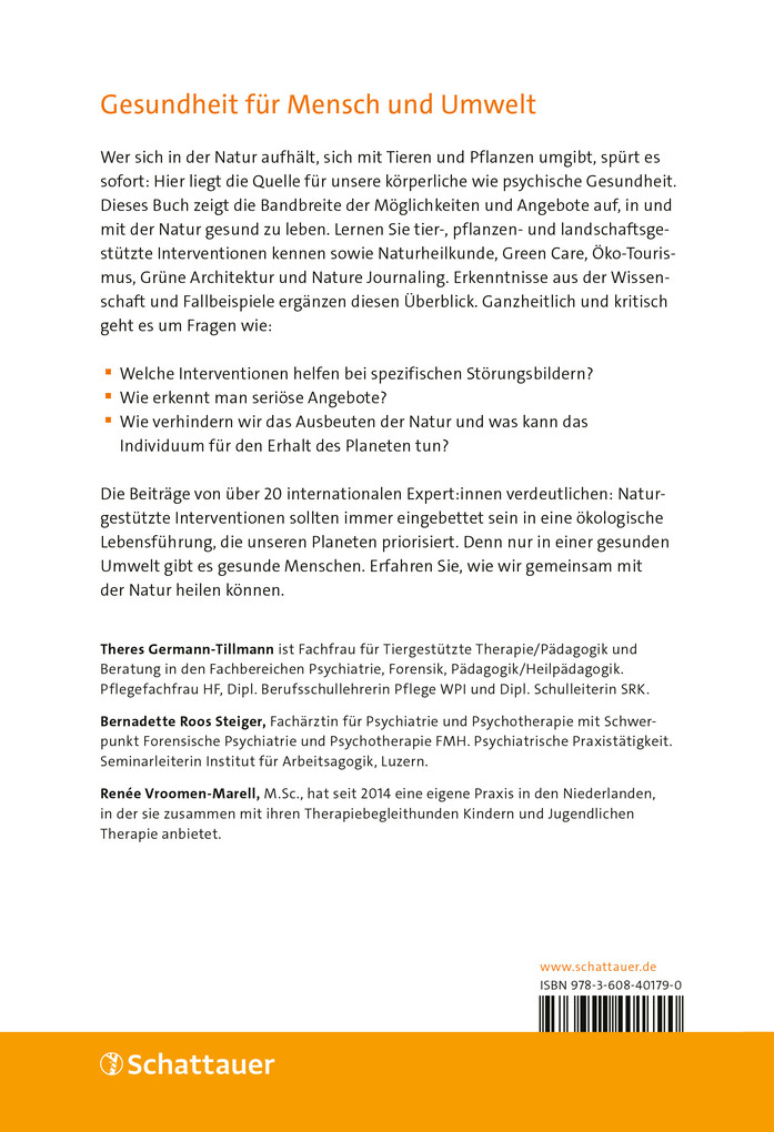 Weitere Ansicht: Naturgestützte Interventionen | Theres Germann-Tillmann, Bernadette Roos Steiger, Brigitta Ernst, Peter Forster, Friederike von Gierke
