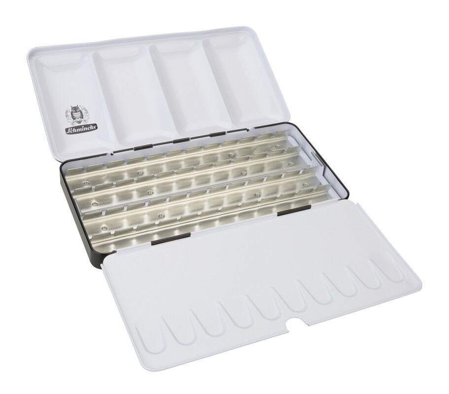 Weitere Ansicht: Schmincke Leerkasten für Aquarellfarben, Metall für 48 x 1/2 oder 24 x 1/1 Näpfchen