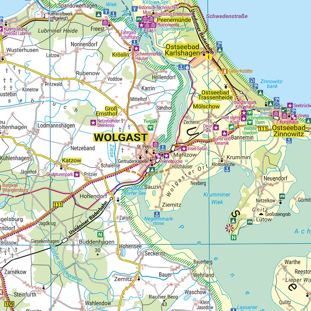 Weitere Ansicht: Usedom und Haffküste, Freizeitkarte 1:120.000, freytag & berndt