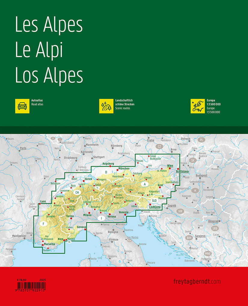 Weitere Ansicht: Die Alpen, Straßenatlas 1:150.000, freytag & berndt