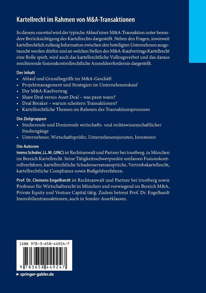 Weitere Ansicht: Kartellrecht im Rahmen von M&A-Transaktionen | Immo Schuler, Clemens Engelhardt
