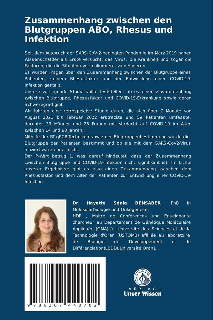 Weitere Ansicht: Zusammenhang zwischen den Blutgruppen ABO, Rhesus und Infektion | Hayette Sénia Bensaber, Yamna Berrahou