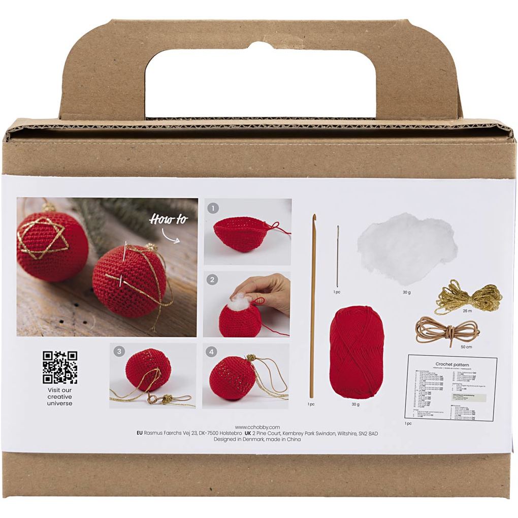 Weitere Ansicht: Creativ Company DIY Sets Stricken & Häkeln Kreativ Set Häkeln, Rot, Weihnachtskugeln, Kreativ Box