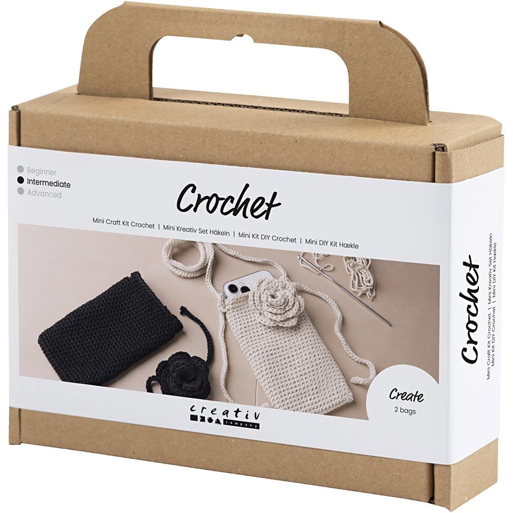 Weitere Ansicht: Creativ Company DIY Sets Stricken & Häkeln Mini Kreativ Set Häkeln, Tasche mit Rose, Kreativ Box