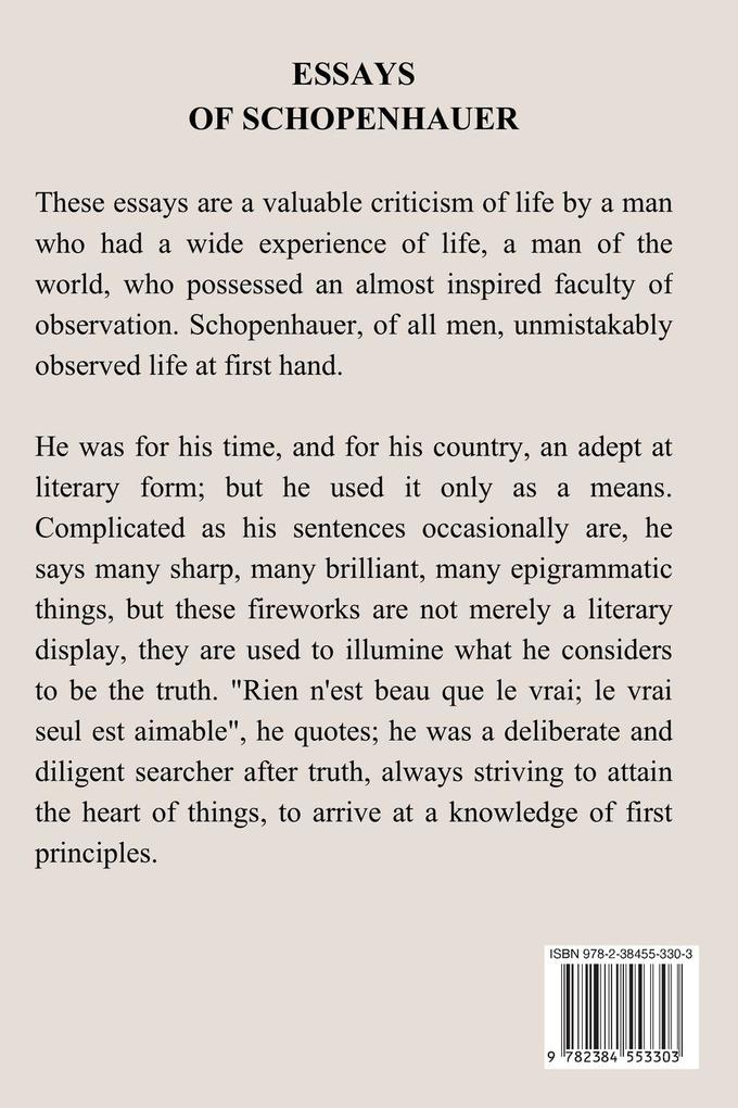 Weitere Ansicht: Essays of Schopenhauer | Arthur Schopenhauer