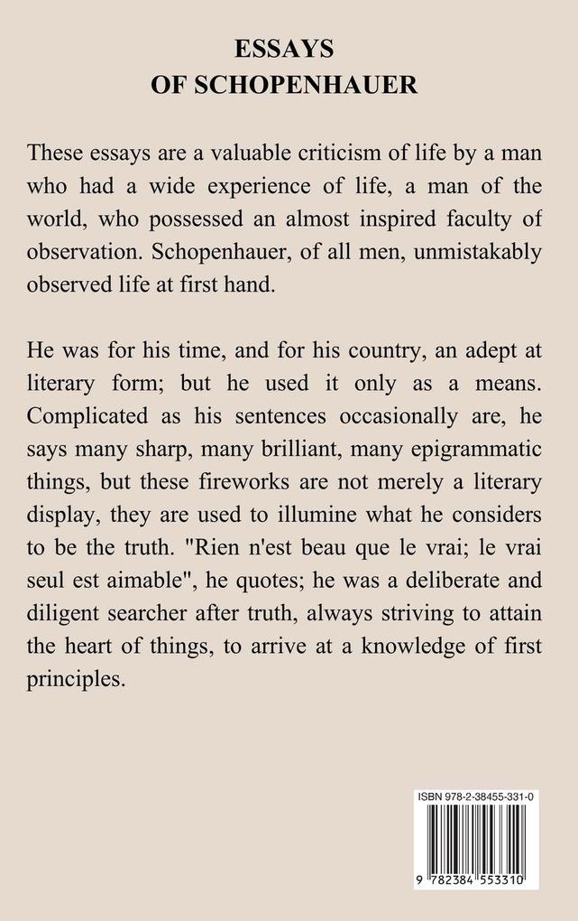 Weitere Ansicht: Essays of Schopenhauer | Arthur Schopenhauer