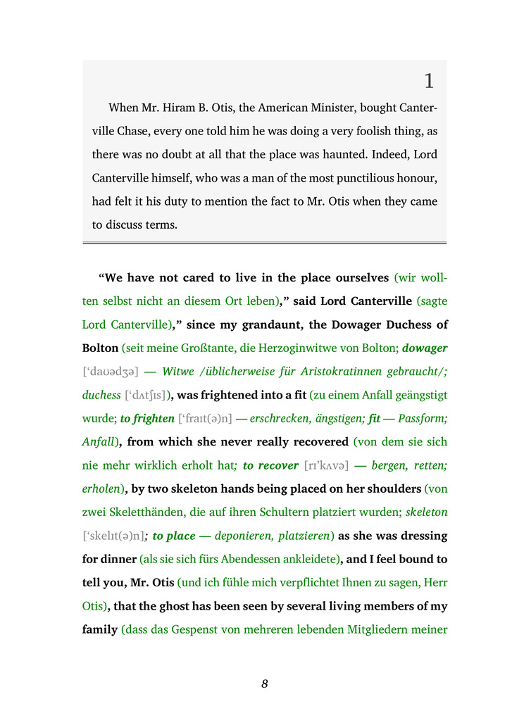 Weitere Ansicht: The Canterville Ghost / Das Gespenst von Canterville (Buch + Audio-CD) - Frank-Lesemethode - Kommentierte zweisprachige Ausgabe Englisch-Deutsch | Oscar Wilde