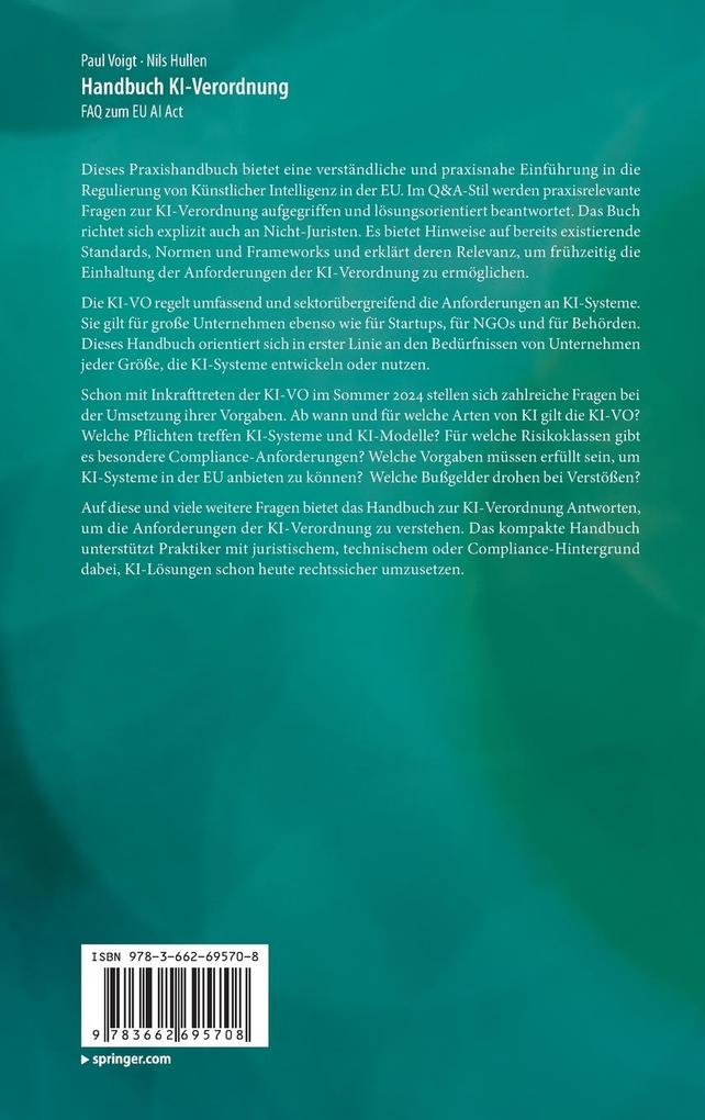 Weitere Ansicht: Handbuch KI-Verordnung | Paul Voigt, Nils Hullen