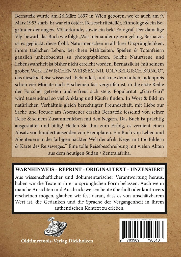 Weitere Ansicht: GARI-GARI LEBEN UND ABENTEUER BEI DEN NEGERN ZWISCHEN NIL UND KONGO | Hugo Adolf Bernatzik