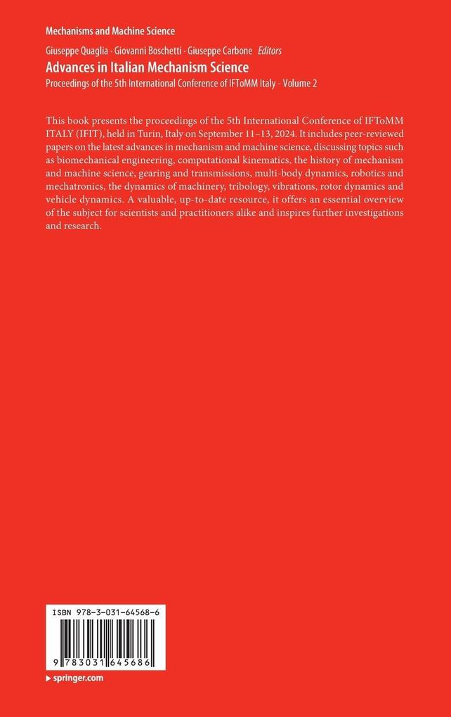 Weitere Ansicht: Advances in Italian Mechanism Science