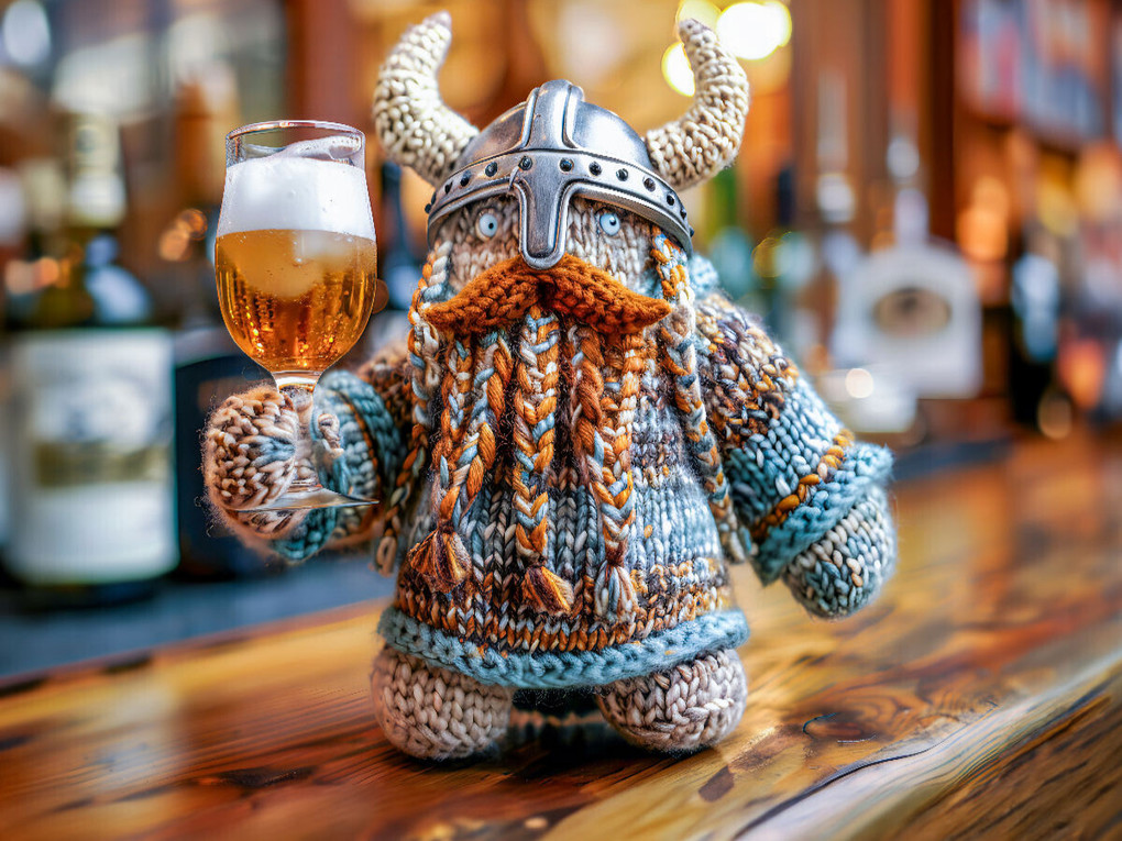 Weitere Ansicht: CALVENDO Puzzle Wikinger Einherjer mit einem Glas Bier. Gehäkelt. | 1000 Teile Lege-Größe 64x48cm Foto-Puzzle für glückliche Stunden | Calvendo