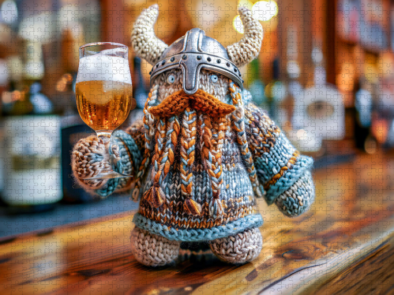 Weitere Ansicht: CALVENDO Puzzle Wikinger Einherjer mit einem Glas Bier. Gehäkelt. | 1000 Teile Lege-Größe 64x48cm Foto-Puzzle für glückliche Stunden | Calvendo