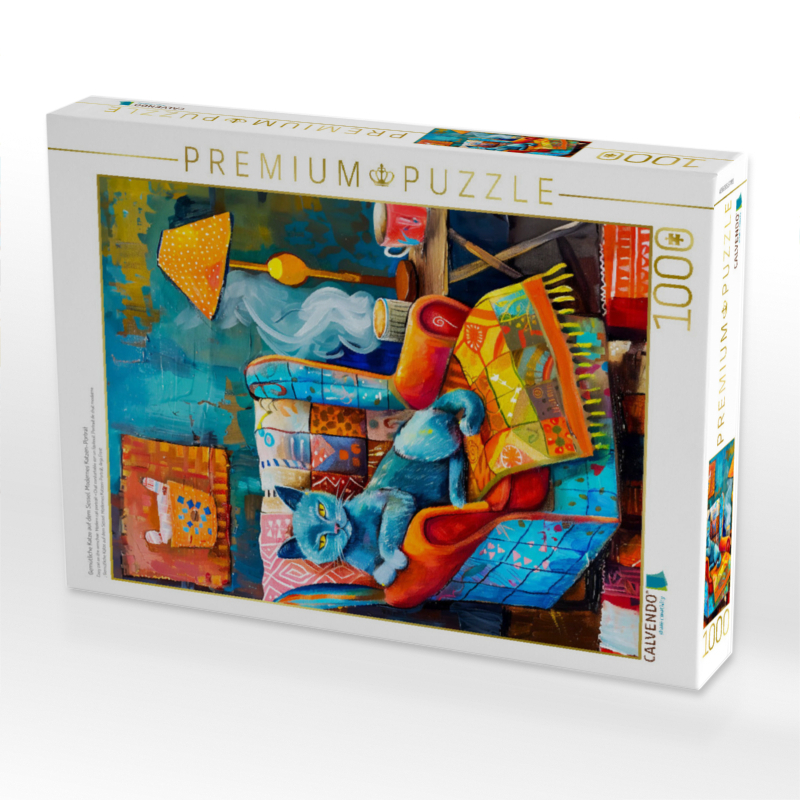 Weitere Ansicht: CALVENDO Puzzle Gemütliche Katze auf dem Sessel. Modernes Katzen-Porträt | 1000 Teile Lege-Größe 64x48cm Foto-Puzzle für glückliche Stunden | Calvendo