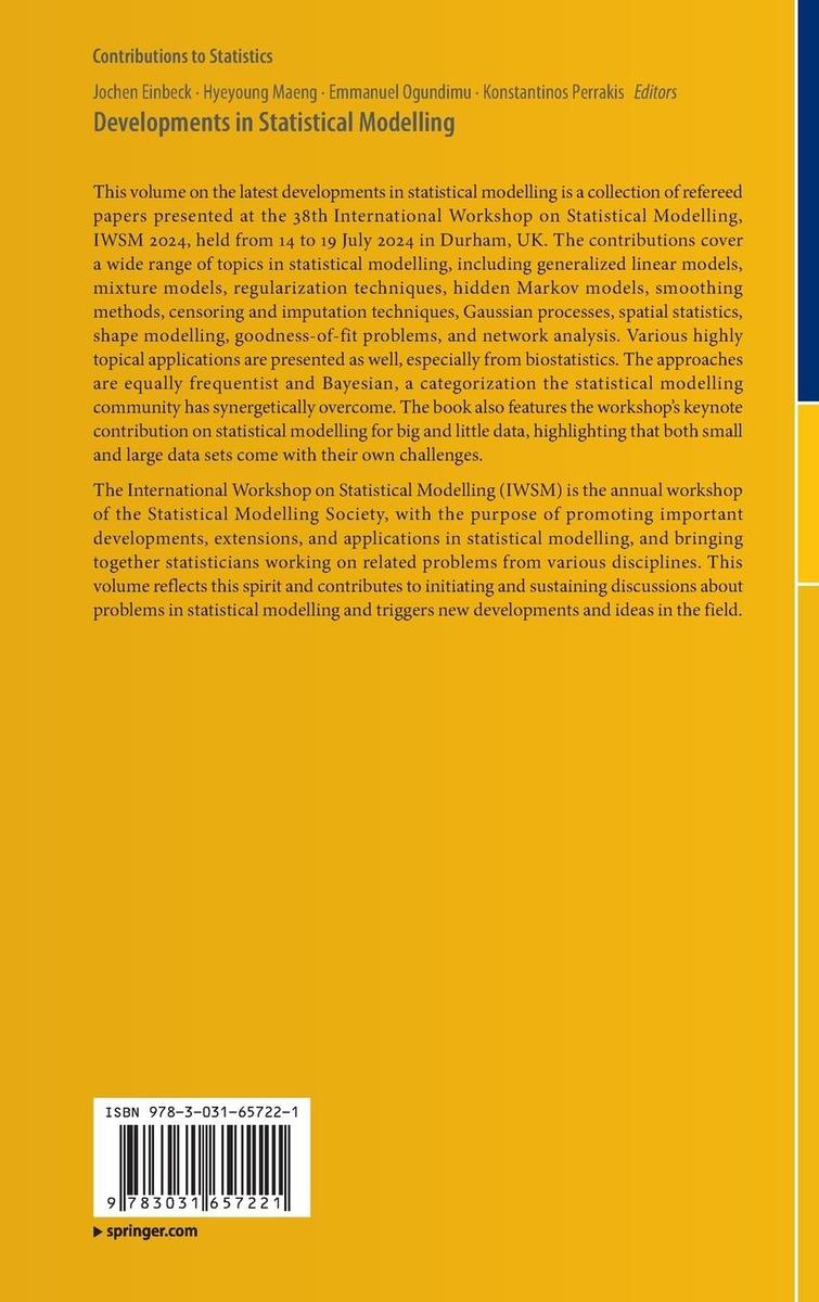 Weitere Ansicht: Developments in Statistical Modelling