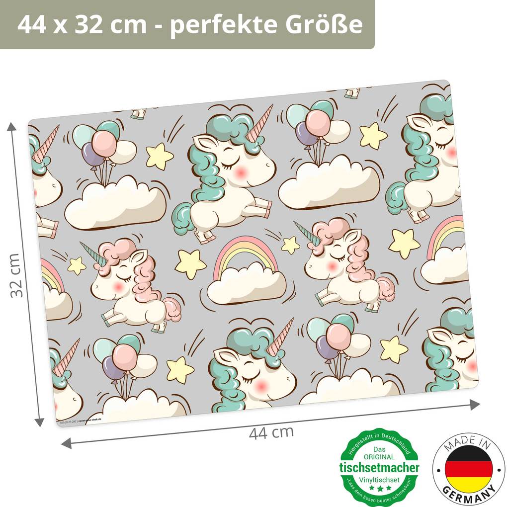 Weitere Ansicht: Tischsetmacher Tischset für Kinder Süße Einhörner, aus hochwertigem Vinyl , 44 x 32 cm