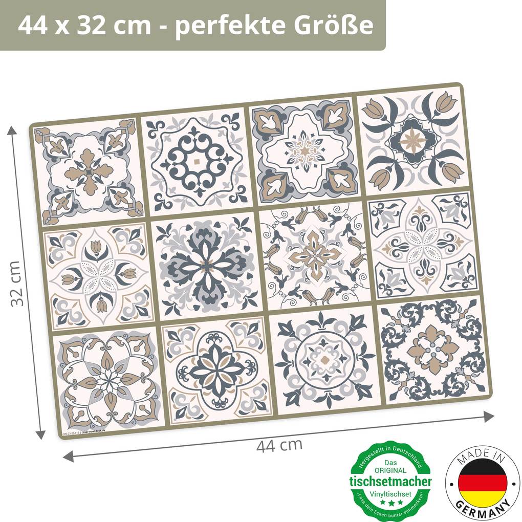 Weitere Ansicht: Tischsetmacher Tischsets Fliesenmuster in beige & weiß, aus hochwertigem Vinyl (4 Stück), 44 x 32 cm