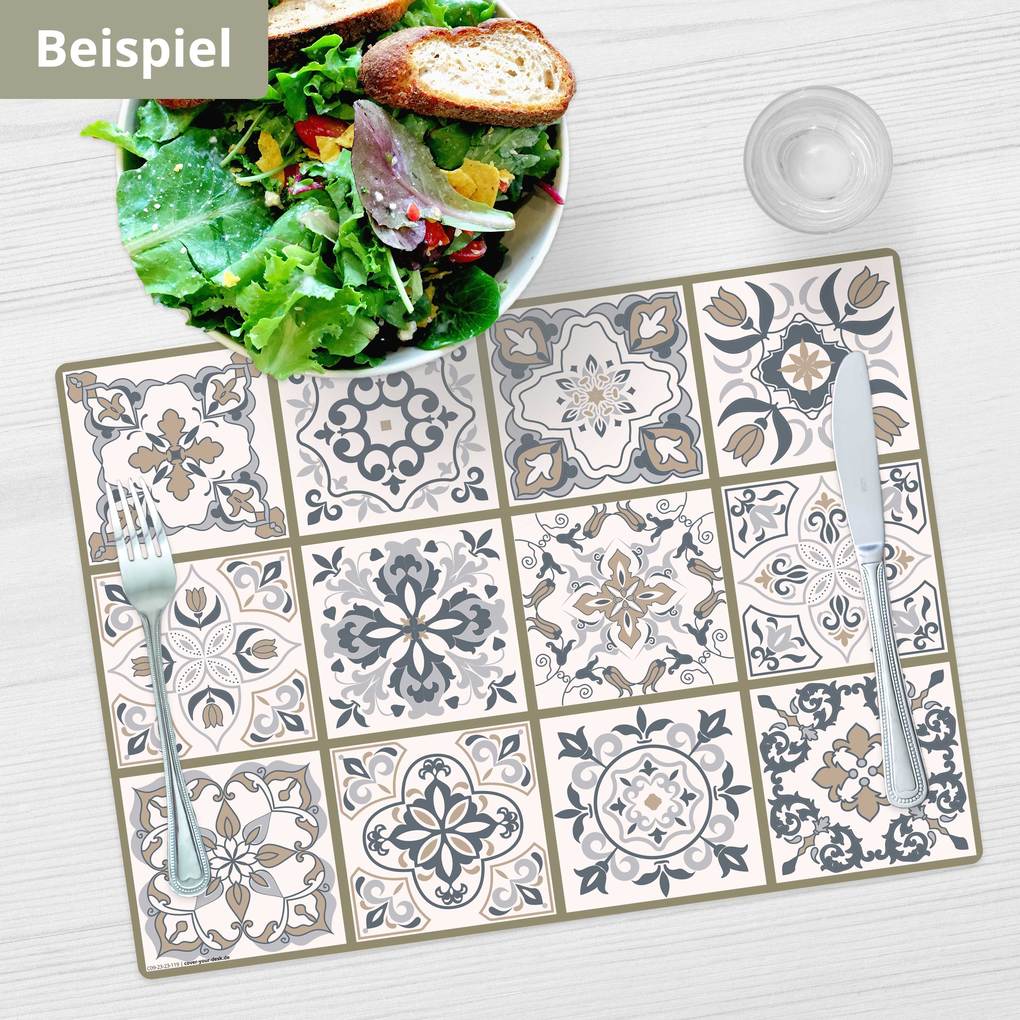 Weitere Ansicht: Tischsetmacher Tischsets Fliesenmuster in beige & weiß, aus hochwertigem Vinyl (4 Stück), 44 x 32 cm