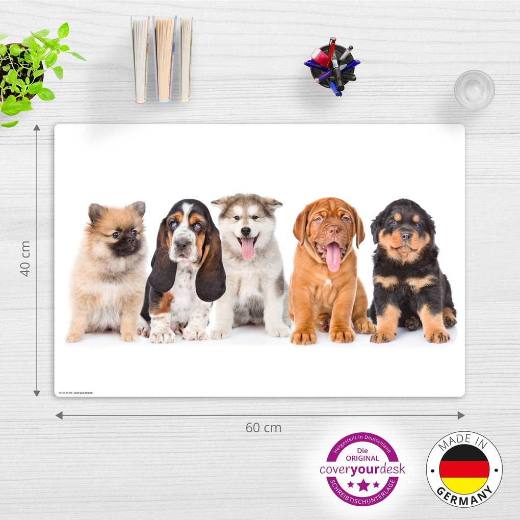 Weitere Ansicht: Cover-your-desk Schreibtischunterlage für Kinder 5 süße Hundewelpen, aus hochwertigem Vinyl , 60 x 40 cm