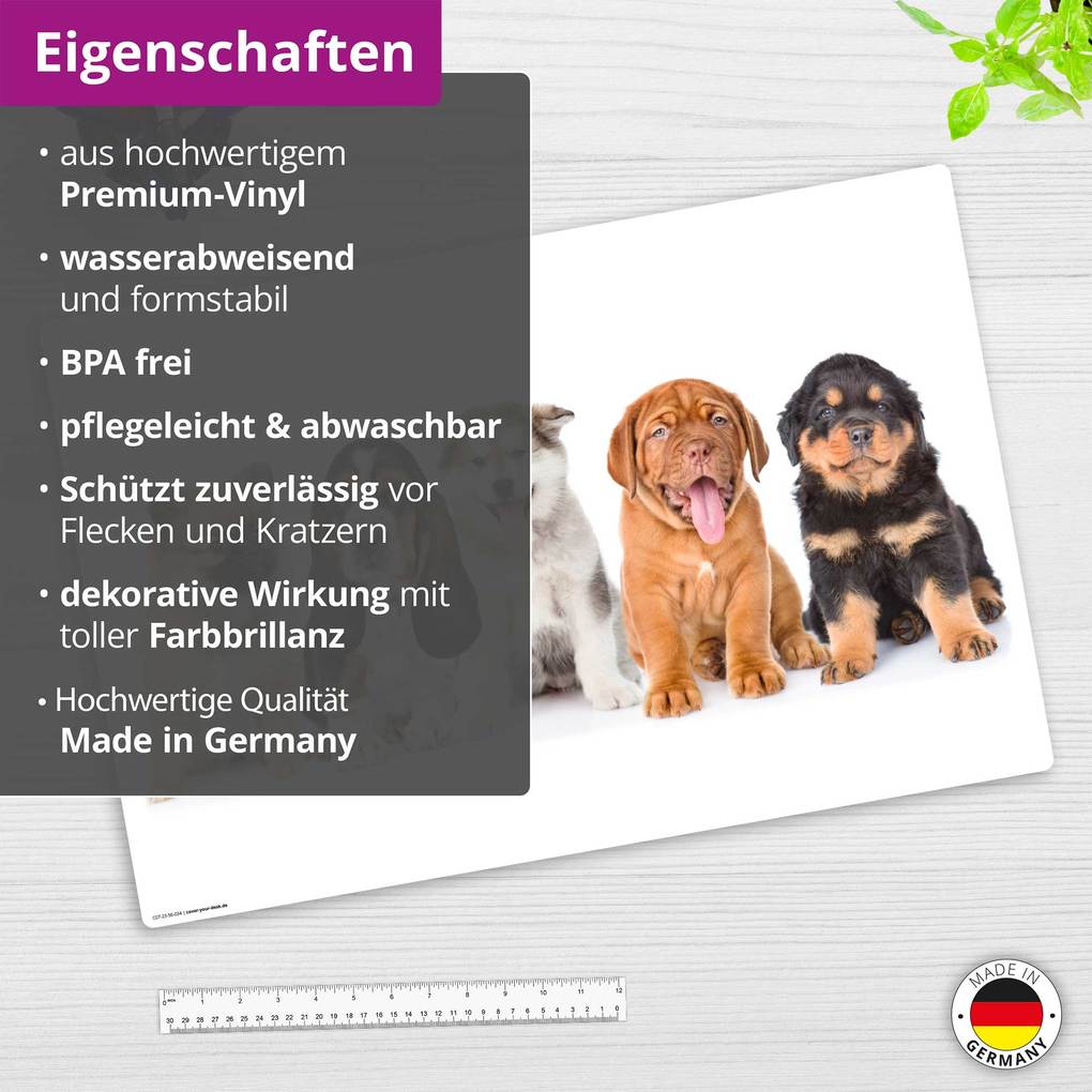 Weitere Ansicht: Cover-your-desk Schreibtischunterlage für Kinder 5 süße Hundewelpen, aus hochwertigem Vinyl , 60 x 40 cm