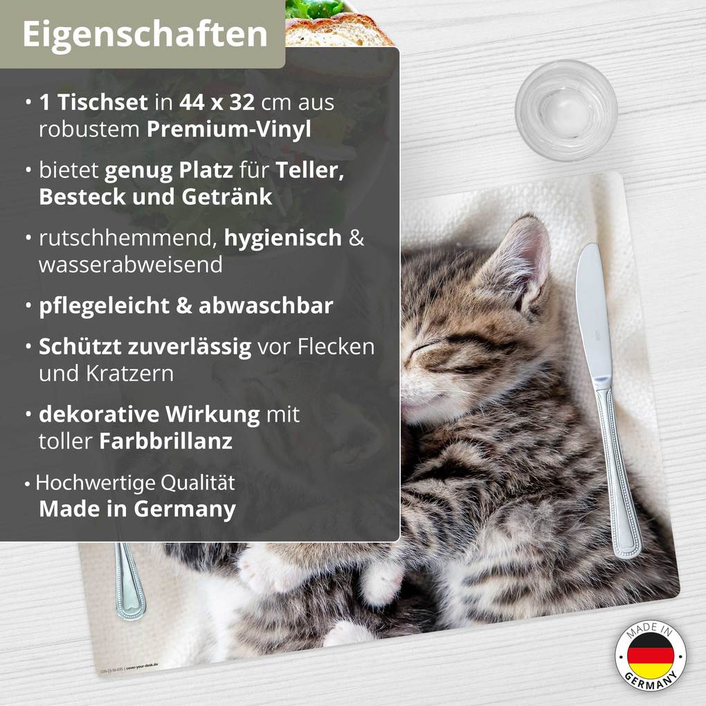 Weitere Ansicht: Tischsetmacher Tischset für Kinder schmusende Kätzchen, aus hochwertigem Vinyl , 44 x 32 cm