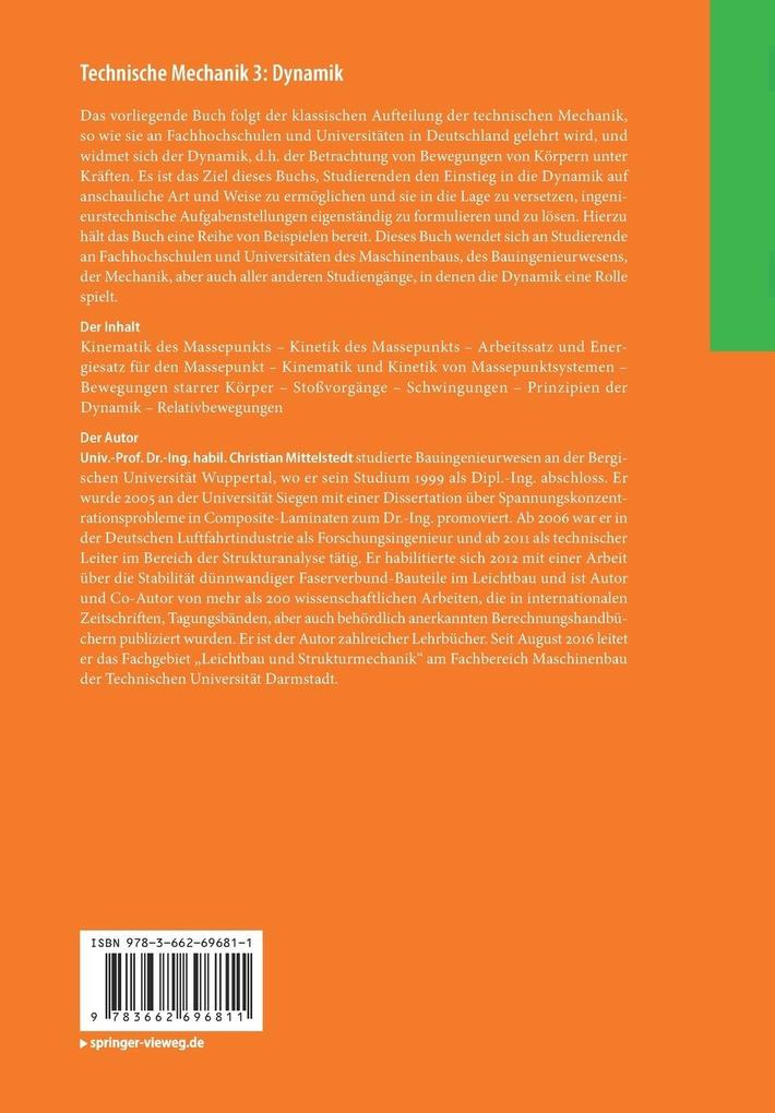 Weitere Ansicht: Technische Mechanik 3: Dynamik | Christian Mittelstedt