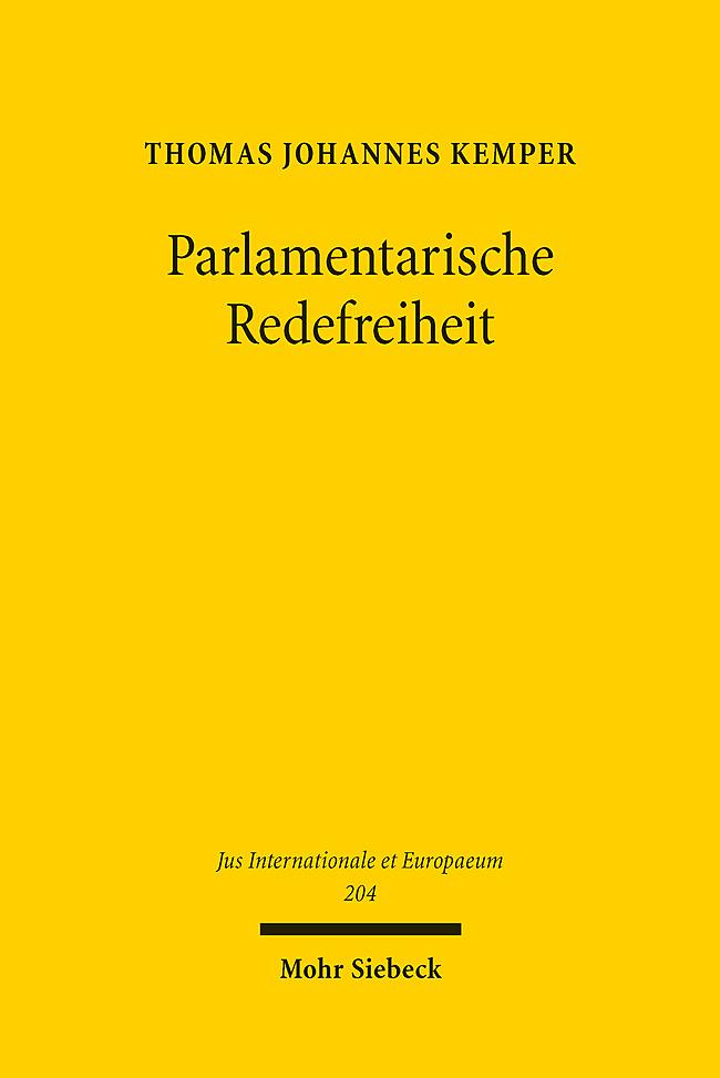 Produktbild: Parlamentarische Redefreiheit | Thomas Johannes Kemper