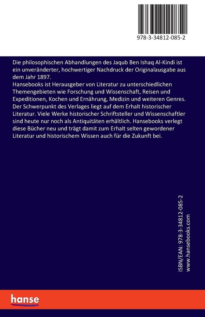 Weitere Ansicht: Die philosophischen Abhandlungen des Jaqub Ben Ishaq Al-Kindi | Albino Nagy