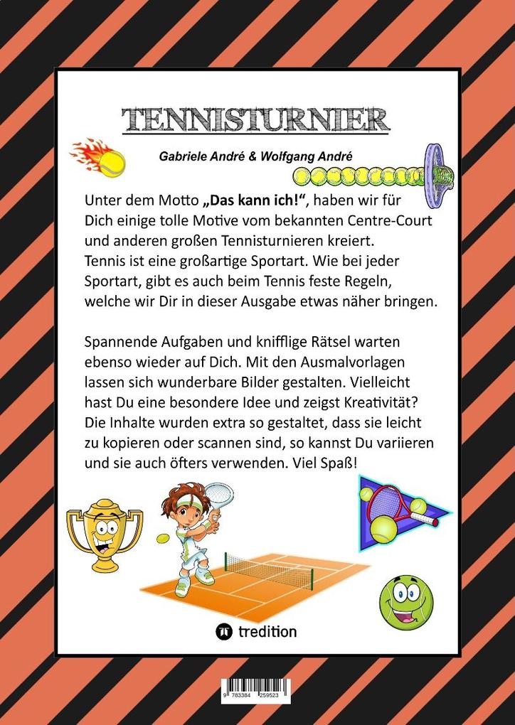 Weitere Ansicht: CRAFTBOOK - 100 SEITEN - SUPER TENNIS MALMOTIVE - KNIFFLIGE RÄTSEL UND AUFGABEN - LERNSPIEL - WORD CHAMPIONS MATCH | Gabriele André, Wolfgang André