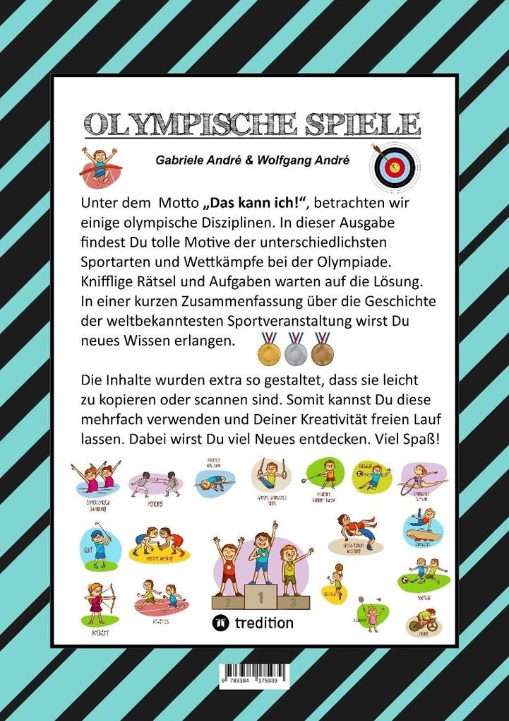 Weitere Ansicht: CRAFTBOOK - 100 SEITEN OLYMPISCHE DISZIPLINEN - LUSTIGE MOTIVE - WITZIGE AUFGABEN - KNIFFLIGE RÄTSEL - SPORTARTEN | Gabriele André, Wolfgang André