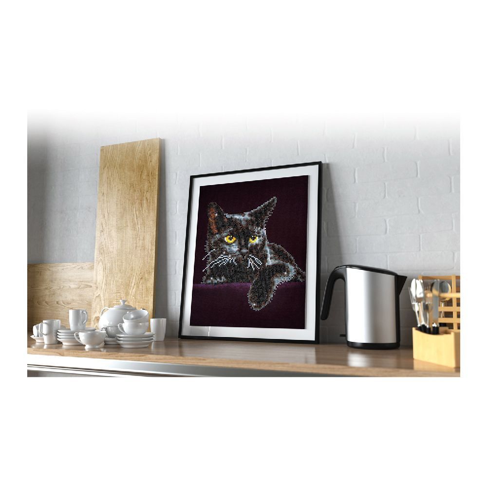 Weitere Ansicht: Diamond Dotz - Original Diamond Painting - Katze Midnight Cat 28 x 35,5 cm