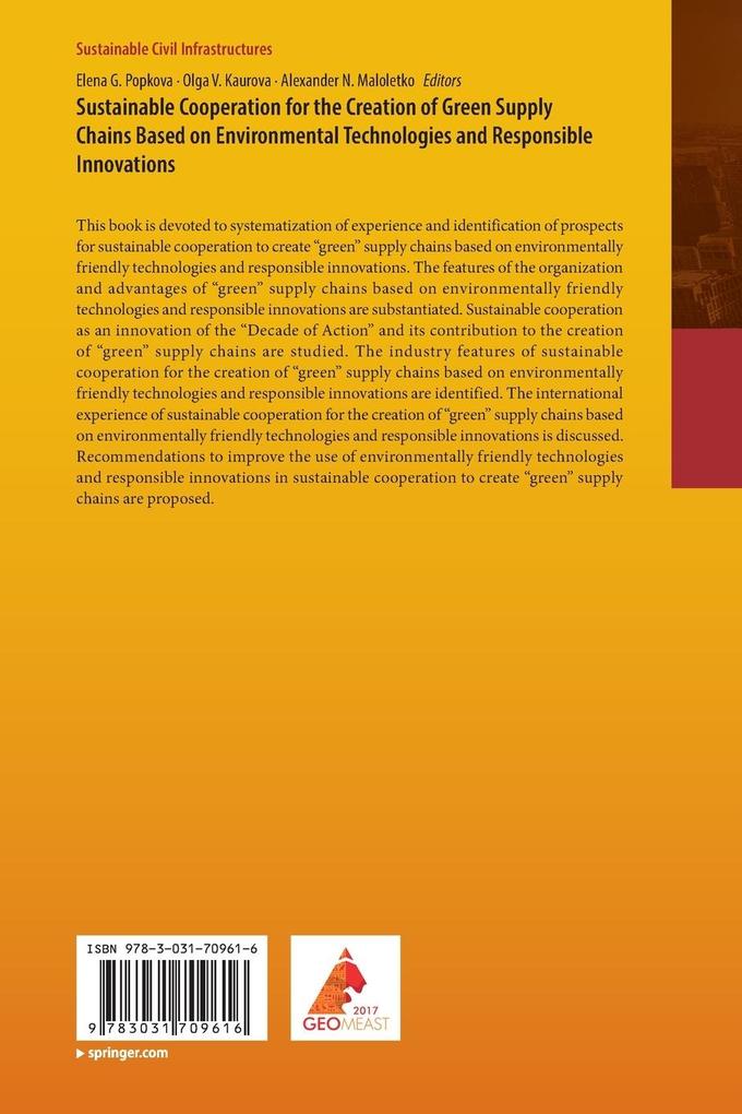 Weitere Ansicht: Sustainable Cooperation for the Creation of Green Supply Chains Based on Environmental Technologies and Responsible Innovations