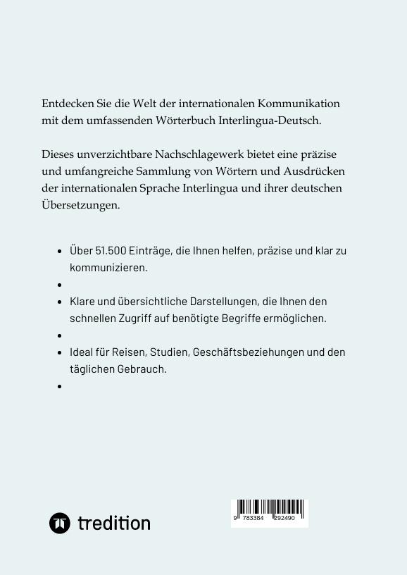 Weitere Ansicht: Wörterbuch Interlingua - Deutsch | Sven Frank