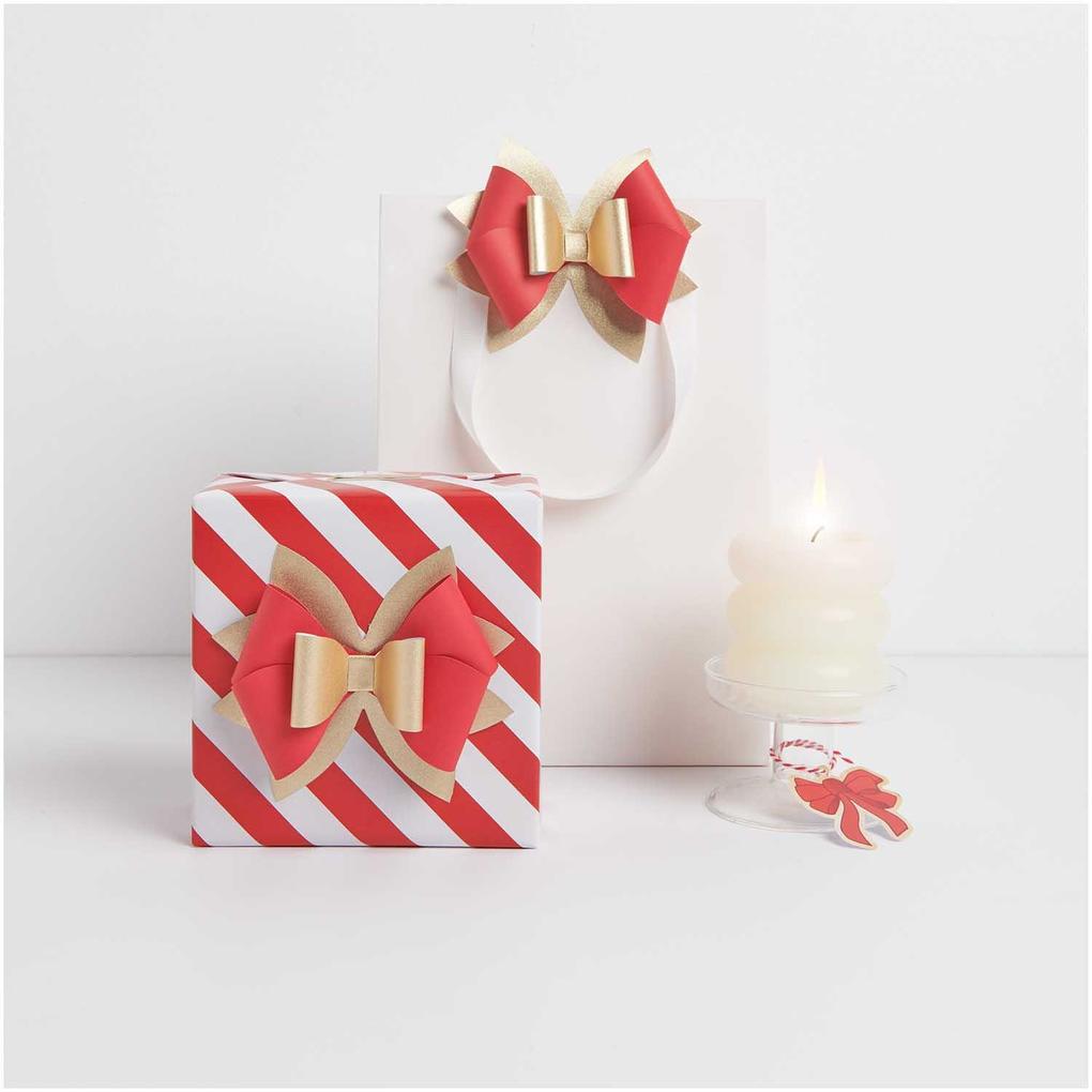Weitere Ansicht: Papierschleifen, Rot/Gold, FSC MIX, 4 Stk, 11,5 x 10 cm, ca. 200 g/m²