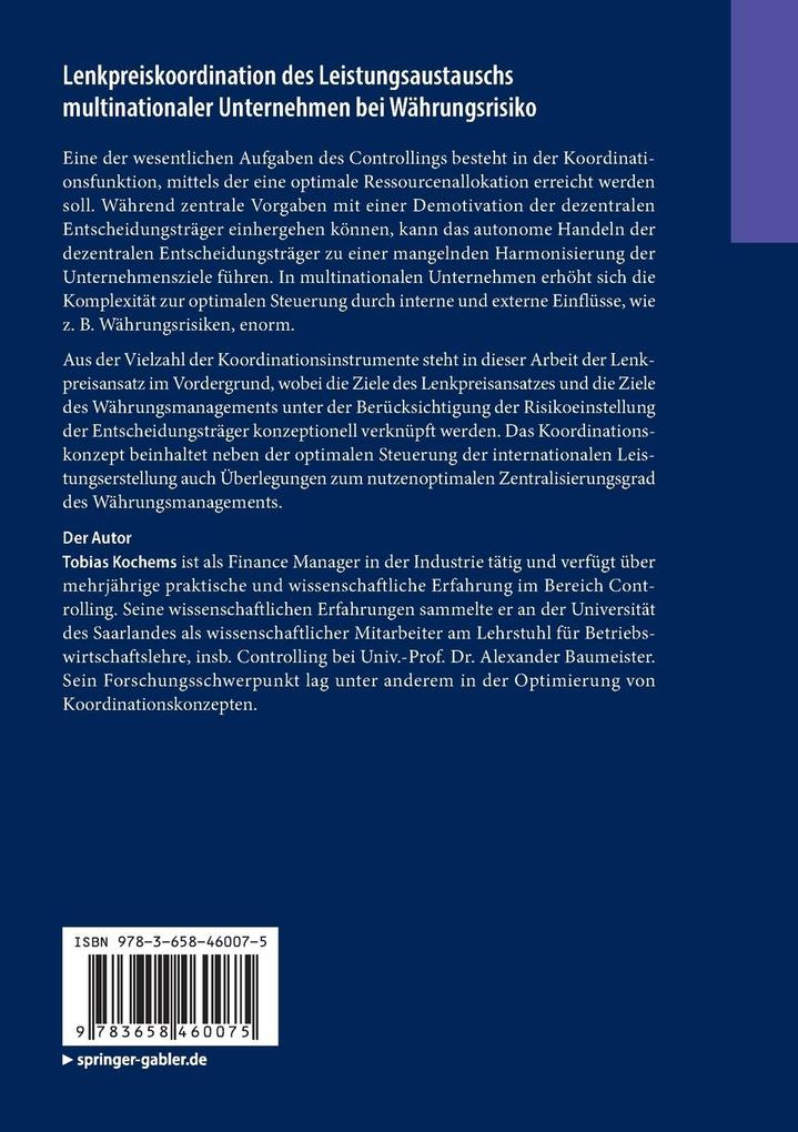 Weitere Ansicht: Lenkpreiskoordination des Leistungsaustauschs multinationaler Unternehmen bei Währungsrisiko | Tobias Kochems
