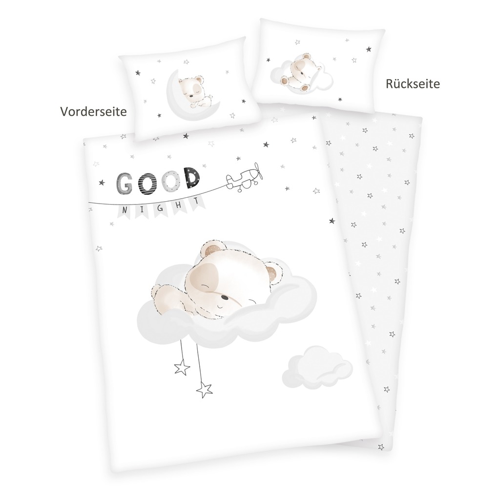 Produktbild: babybest® 2685216063 - Sleeping Little Bear Flanell-Bettwäsche, 40x60 cm + 100x135 cm, 100% Baumwolle