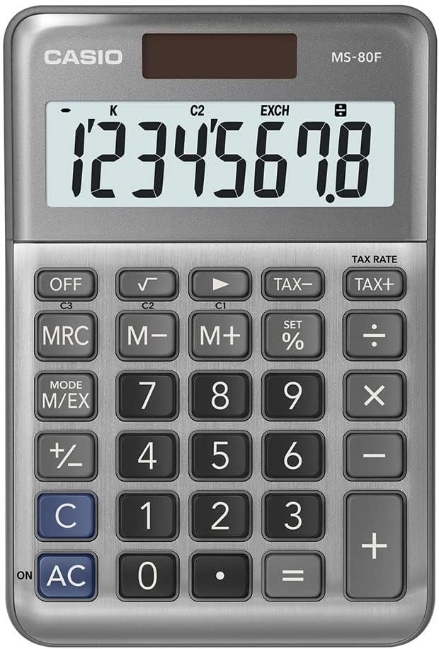 Produktbild: Casio Tischrechner MS-80F, 8-stellig, Solar/Batteriebetrieb