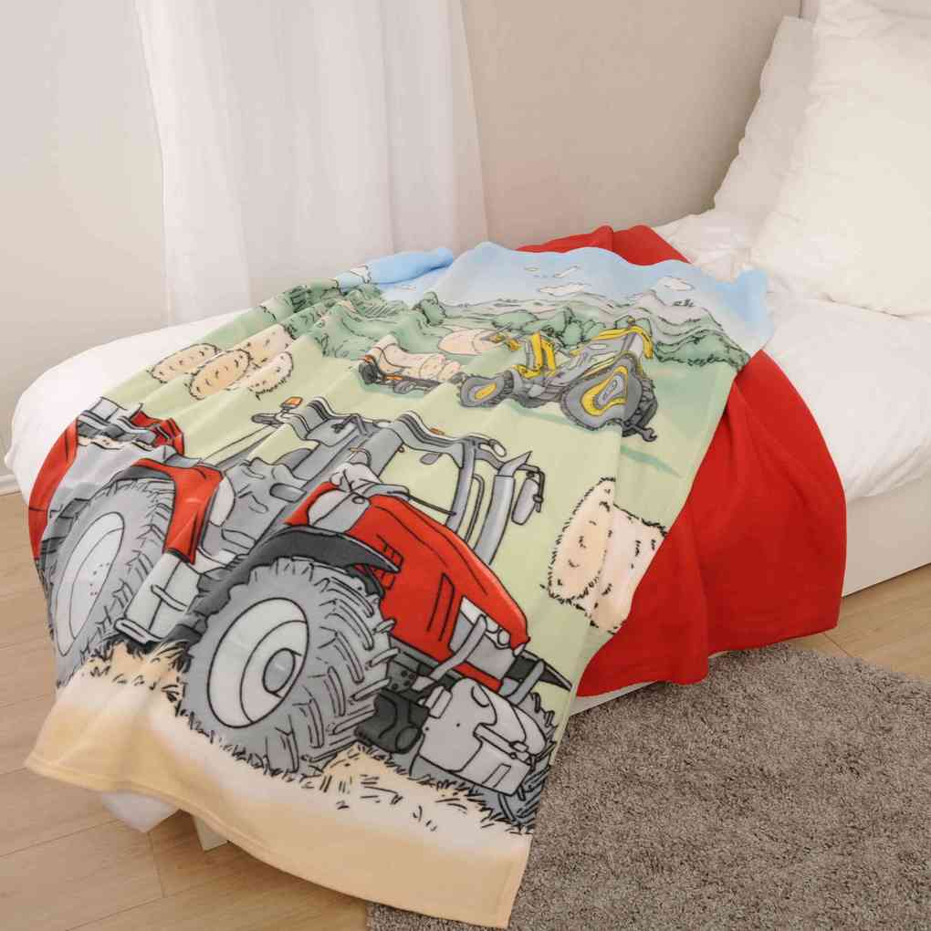 Weitere Ansicht: Young Collection 7551201035 - Traktor Fleecedecke, 130x160 cm, 100% Polyester