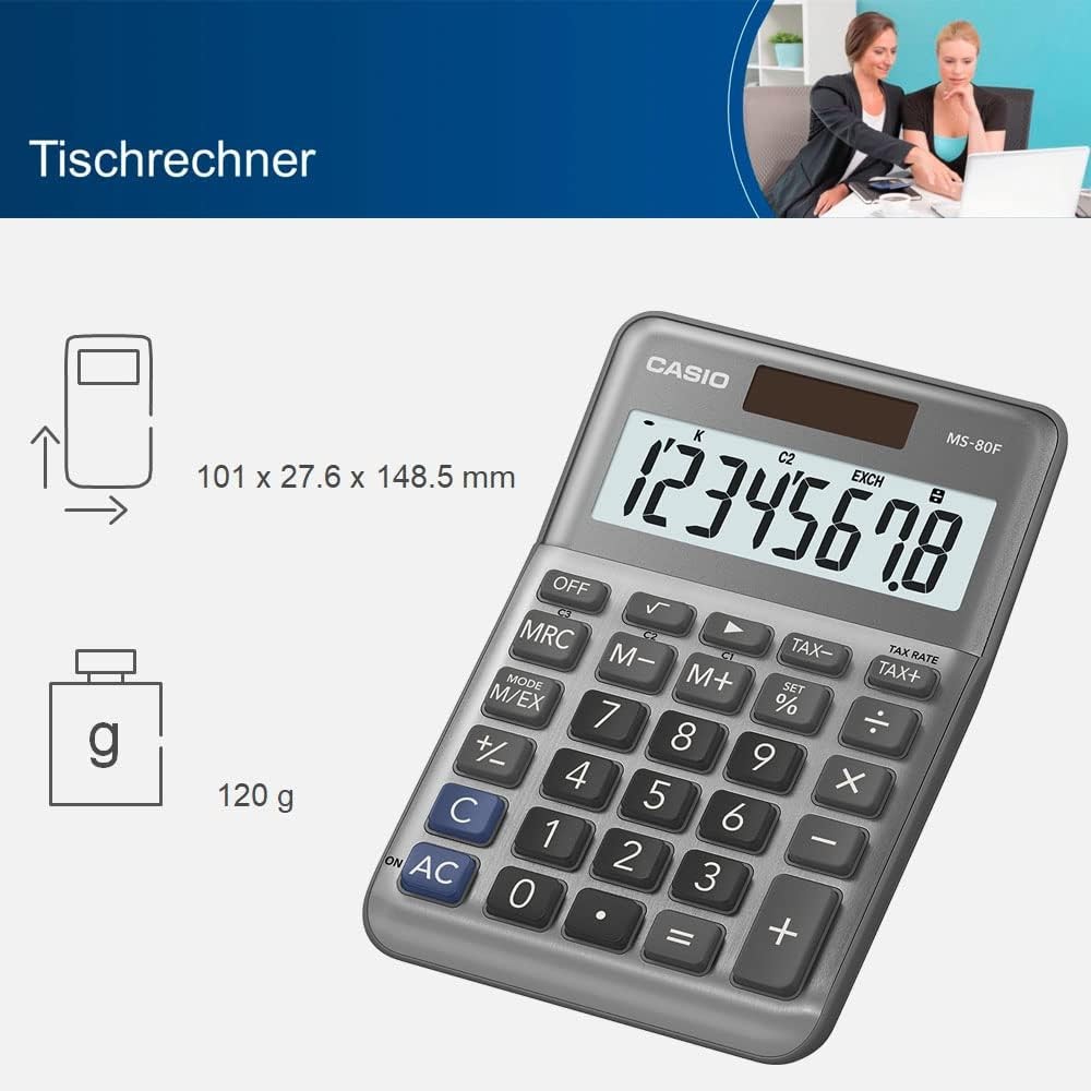 Weitere Ansicht: Casio Tischrechner MS-80F, 8-stellig, Solar/Batteriebetrieb