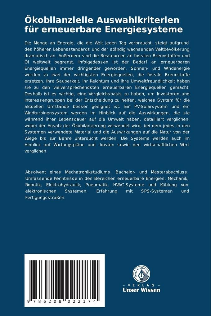 Weitere Ansicht: Ökobilanzielle Auswahlkriterien für erneuerbare Energiesysteme | Amira Abdel Monem, Lamia Ahmed Shihata
