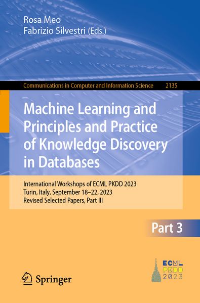 Produktbild: Machine Learning and Principles and Practice of Knowledge Discovery in Databases