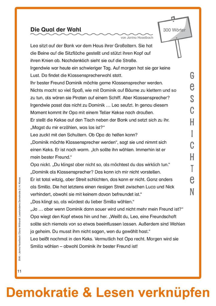 Weitere Ansicht: Lesetandems Demokratie 3./4. Klasse | Janina Haselbach, Gloria Willhardt